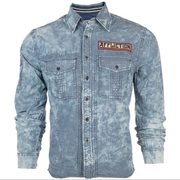 AFFLICTION Men's Button Down Fort Story - Picture 1 of 10